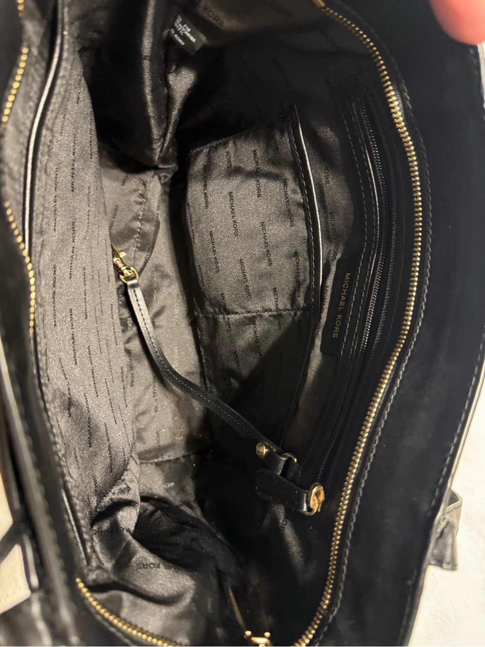 Michael Kors Black Pebbled Leather Tote with Gold Accents - Picture 4 of 8